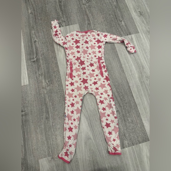 Kickee Pants Pink and White Star Footie - Picture 2 of 4